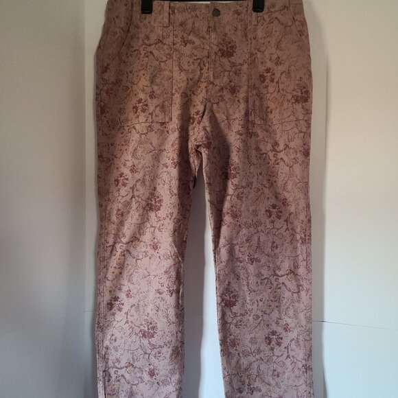KNOX ROSE BOHO-CHIC FLORAL STRAIGHT LEG HIGH RISE ELASTIC WAISTBAND DENIM SZ XXL - Picture 1 of 9